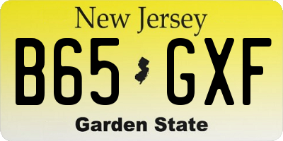 NJ license plate B65GXF