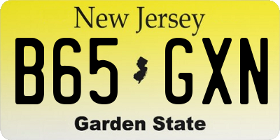 NJ license plate B65GXN