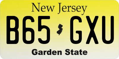 NJ license plate B65GXU