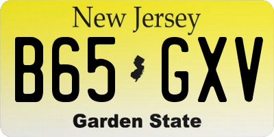 NJ license plate B65GXV
