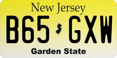 NJ license plate B65GXW