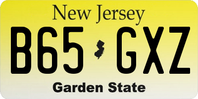NJ license plate B65GXZ