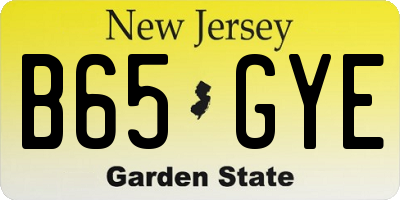NJ license plate B65GYE