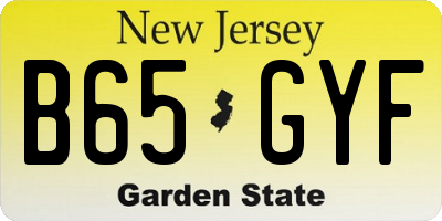 NJ license plate B65GYF