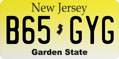 NJ license plate B65GYG