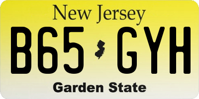 NJ license plate B65GYH