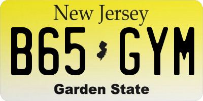 NJ license plate B65GYM