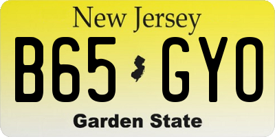 NJ license plate B65GYO