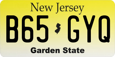 NJ license plate B65GYQ