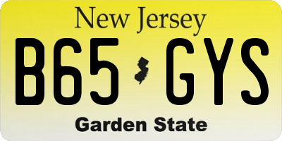 NJ license plate B65GYS