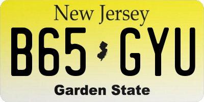NJ license plate B65GYU