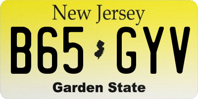 NJ license plate B65GYV