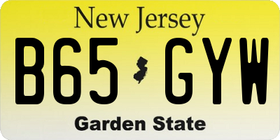 NJ license plate B65GYW
