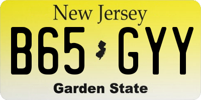 NJ license plate B65GYY