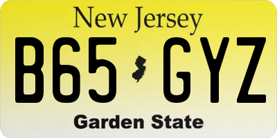 NJ license plate B65GYZ