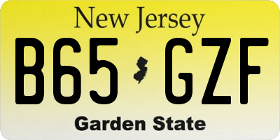 NJ license plate B65GZF