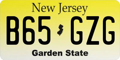 NJ license plate B65GZG