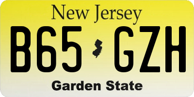 NJ license plate B65GZH