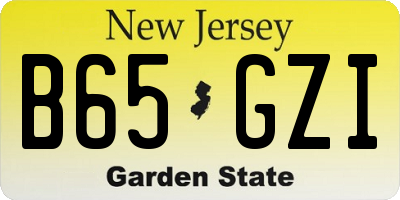 NJ license plate B65GZI