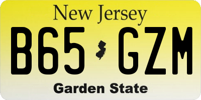 NJ license plate B65GZM