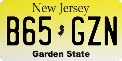 NJ license plate B65GZN