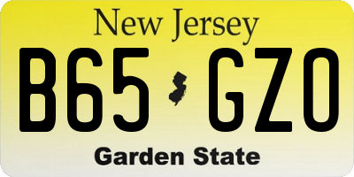 NJ license plate B65GZO