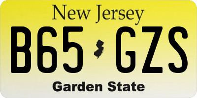 NJ license plate B65GZS