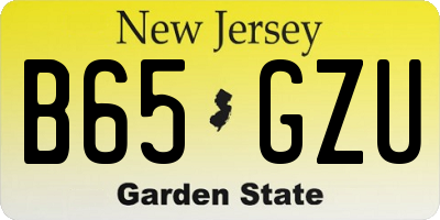 NJ license plate B65GZU