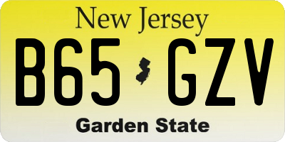 NJ license plate B65GZV