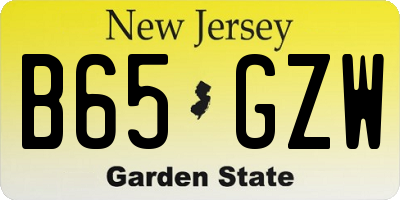 NJ license plate B65GZW