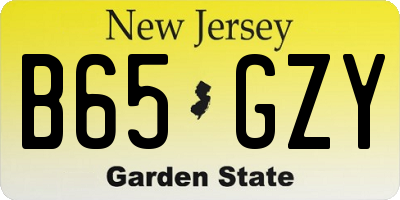 NJ license plate B65GZY