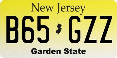 NJ license plate B65GZZ