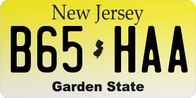 NJ license plate B65HAA