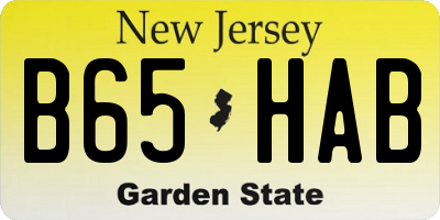 NJ license plate B65HAB