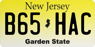 NJ license plate B65HAC