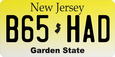 NJ license plate B65HAD