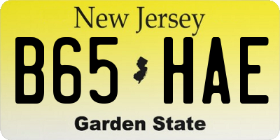 NJ license plate B65HAE