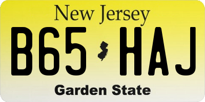 NJ license plate B65HAJ