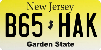 NJ license plate B65HAK