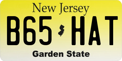 NJ license plate B65HAT