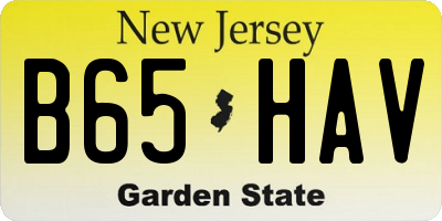 NJ license plate B65HAV