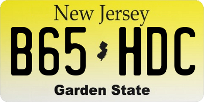 NJ license plate B65HDC