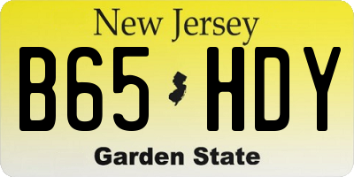 NJ license plate B65HDY