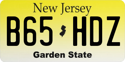 NJ license plate B65HDZ
