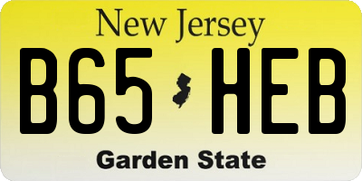 NJ license plate B65HEB
