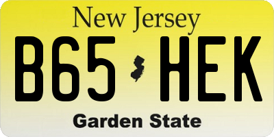 NJ license plate B65HEK