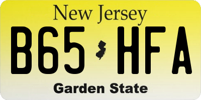 NJ license plate B65HFA