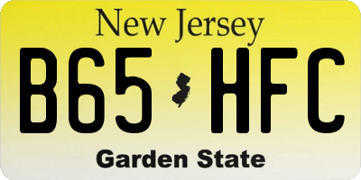 NJ license plate B65HFC
