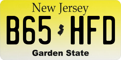 NJ license plate B65HFD