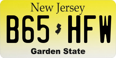 NJ license plate B65HFW